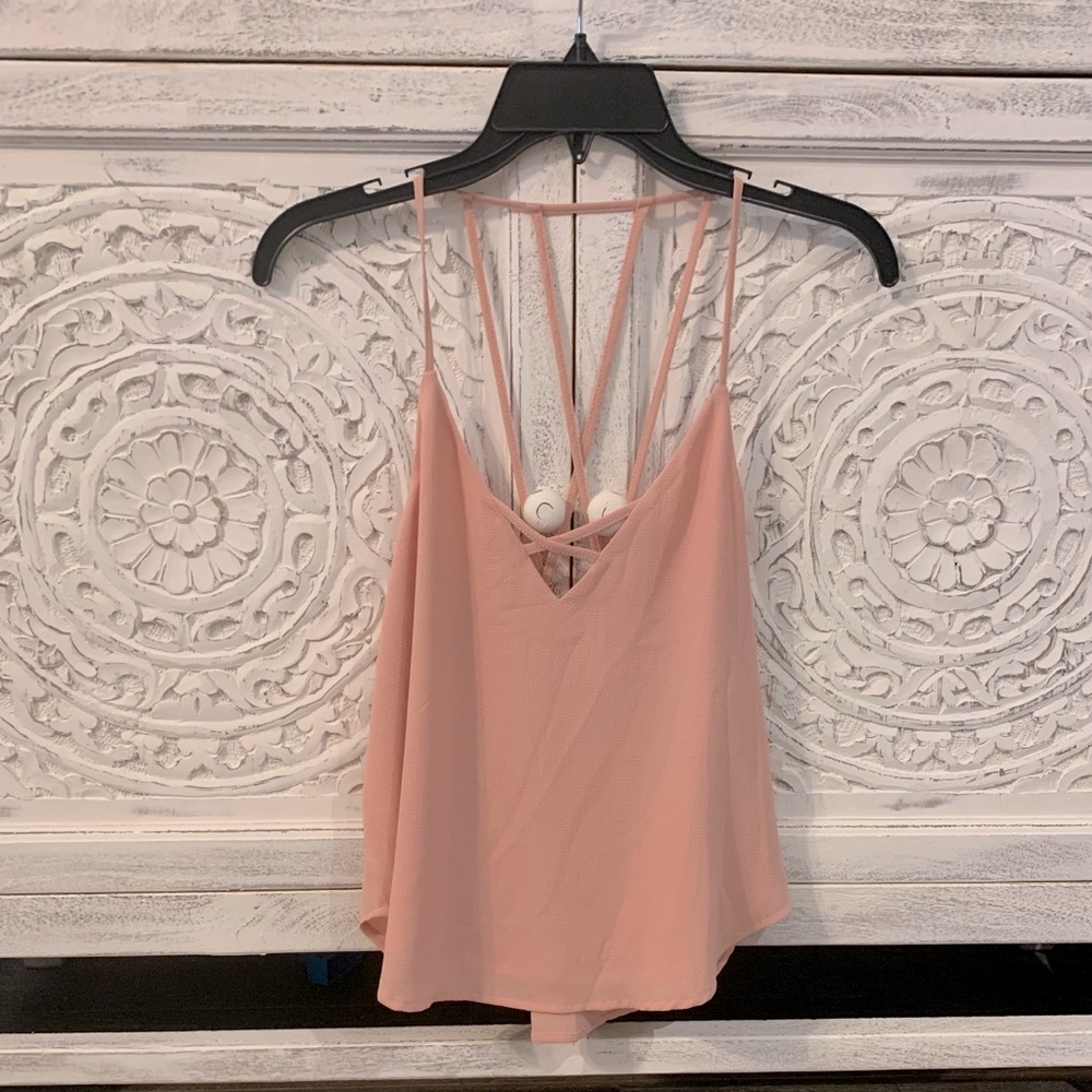 Forever21 Blush pink zig zag detail straps tank